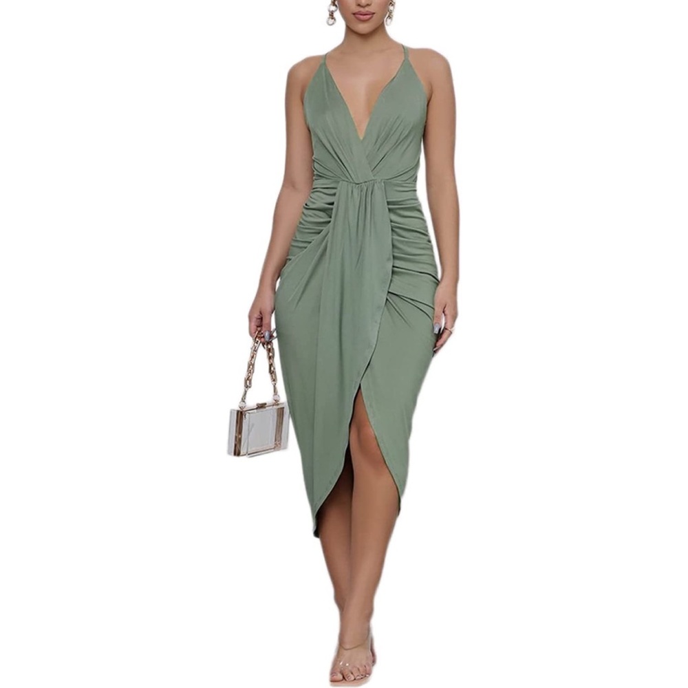 Amazon v neck ruched dress